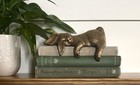 Vintage Solid Brass Sleeping Bunny Rabbit Shelf Sitter Figurine