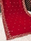 Red Heavy Embroidery Velvet Dupatta For Bride And Women 2 3 Mtr 