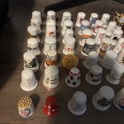 Vtg Thimble Collection Lot Of 107 Porcelain Metal Ceramic Pewter Wood Bone China