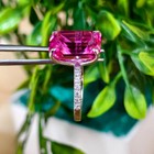 10 Ct Natural Certified Pink Sapphire Emerald Cut Ring 925 Silver Ring Size 7