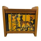 Wooden Toy Box Circus Lion Cage 1950   s Chest Bench Wagon Vintage Mid-century