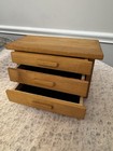 Vintage Mid Century Wooden Mini Dresser Jewelry Box 3 Drawer Velvet Lined 8 x5 