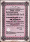 1936 Fried  Krupp Ag Rm 500   1000 Bonds Third Reich Wwii Tanks   U Boats Vg 