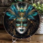 Halloween Venetian Mask Wall Art Colorful Carnival Face Aluminum 8x8  Home Decor