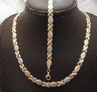 Diamond Cut Hug Kisses Xoxo Bracelet Necklace Set 10k Tricolor Gold Clad Silver 