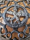 Vintage Jzh 1952 No  20 Cast Iron Trivet Amish Boy Hearts