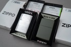 Zippo Regular Brushed Finish And Green Matte Lighters  200   221  New  Pair