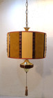 Vtg Mid Century Modern Gold Velvet Fabric Hanging Swag Lamp Retro 1960 s Groovy
