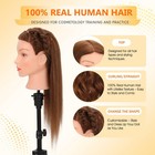 Mannequin Head 100 Real Human Hair Cosmetology Practice Braiding Dark Brown