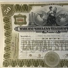 Vintage Marconi Wireless Telegraph Company Stock Certificate 1919