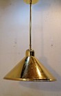 Vtg Mid Century Modern Gold Hanging Pendant Ceiling Light Lamp Fixture Hi-lite