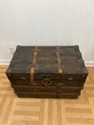 Vintage Wood Steamer Trunk W Tray Chest Coffee Table Storage Box Antique Brown