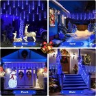 288led Solar Meteor Shower String Lights Falling Rain Garden Outdoor Christmas