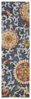 Blossom Collection Runner Rug - 2 3  X 12   Navy   Multi  Handmade Wool  Idea   
