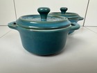 Two Staub La Cocotte Mini Ceramic Cocottes In Turquoise   Blue 4  Diameter