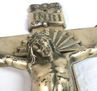 Antique Catholic Wall Or Casket Crucifix Heavy Metal Worn Brass Tone Inri Jesus