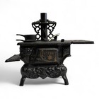 Vintage Crescent Cast Iron Miniature Toy Stove   Accessories