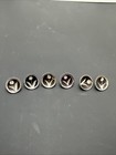 Vintage Small Floral Metal Buttons Set Of 6 Black And Silver Tone 1 2   