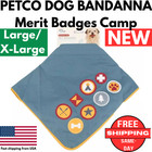 New Petco Dog Bandanna L xl You   Me Scout Blue Gray Summer Camp Merit Badge