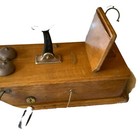 Antique Wooden Wall Phone Oak  Complete  Great Condition Wall Art