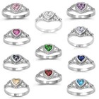 Usa Seller Heart Baby Ring Sterling Silver 925 Face Height  7 Mm Rainbow Topaz