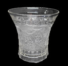 Vintage Art Deco Czech Frosted Glass Birds   Flowers Flared Vase 1930s