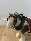 Vintage Shire Horse Figure Ceramic Ornament Real Leather Harness Cart Horse 11   