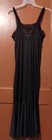 Medium Vintage Lorraine Long Slip Dress Black Lace Nylon Lingerie Nightgown Usa