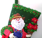 Finished Bucilla Garden Santa Stocking  18   Handsome  Lined Handstitched