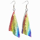 Pingyongchang Rainbow Sequin Dangle Earrings Mesh Grid Tassel Drop Earrings 