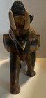 Vintage Hand Carved Painted Wood Elephant Sculpture 12   decor br 