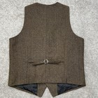 Voboom Men   s Medium Tailored Waistcoat Wool Blend Vest Herringbone Tweed Brown