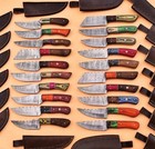 Lot Of 20 8 Inches Handmade Damascus Steel Skinner Knife  With Leather Sheath