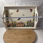 Wooden Butterfly With Flowers  White Serving Tray