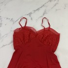 Van Raalte Womens Vintage 70s Slip Nightie Size 32 Red Lace Trim Opaquelon