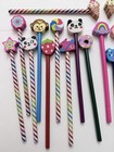 Unsharpened Vtg  90 s Pencils colorful Unused Pencil Top Erasers Set Of 20 Cute