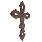 Fleur De Lis Cast Iron Wall Cross Teardrop Layered Scrolls Rustic 9 5 X 6 5 In