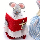 Vintage Felt Mice Figures Trio Of Three Mouse Grey Christmas Religious