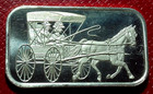 1982 Horse   Surrey Art Bar-silvertowne Mint 1 Troy Oz 999 Fine Silver