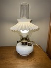 Antique Milk Glass Pleated Petticoat Shade Diffuser  W  Oil Lamp Electrified 15 