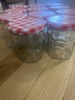 Bonne Maman Empty Glass Jam Jars Lot Of 11 Gingham Lids 13 Oz Preserving Crafts