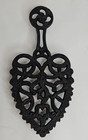Vintage Black Cast Iron Trivet Ornate Folk Art Style Rustic Collectable 10 25 