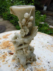 Vtg 8  Old Chinese Natural  Jade Carving Birds   Flowers Decoration Candlestick