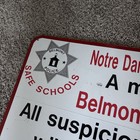 Vintage Porcelain Police Sign School Belmont Police Notre Dame