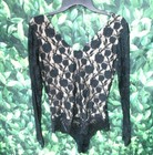 Vintage   Bisou Bisou Black  Golden Geisha Nude Overlay Bodysuit  Lg   Nwt  