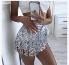 Belly Dance Skirt       Hip Scarf       holographic Sequin Fringe Trim       side Tie 
