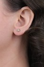 14k Yellow Gold Natural Diamond Star Flower Earrings Stud Post 1 4  Round