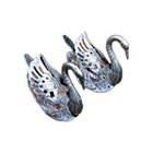 2 Vintage 1950s - 1960s Silver-plate Glass Swan Salt Cellar Shakers See Pictures