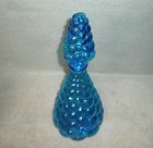 Vintage Mcm Italian Empoli Blue Bubble Glass Decanter W Stopper Genie Bottle