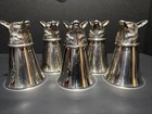 Set Of 5 Vintage Silver Plated Stirrup Cups Hunting Equestrian Fox Head